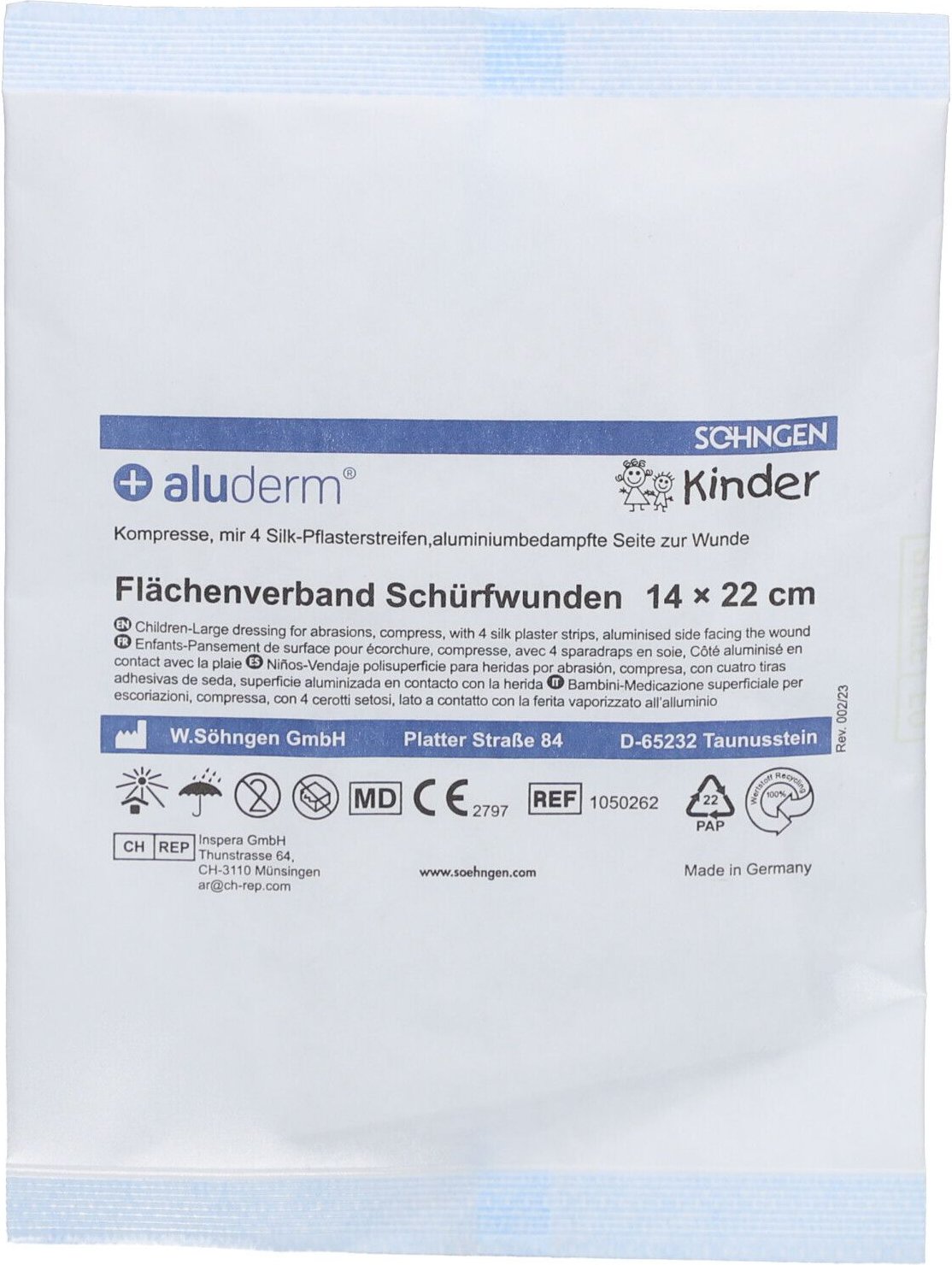 Aluderm Kinder Flächenverb.Schürfwunden 1 St Verband