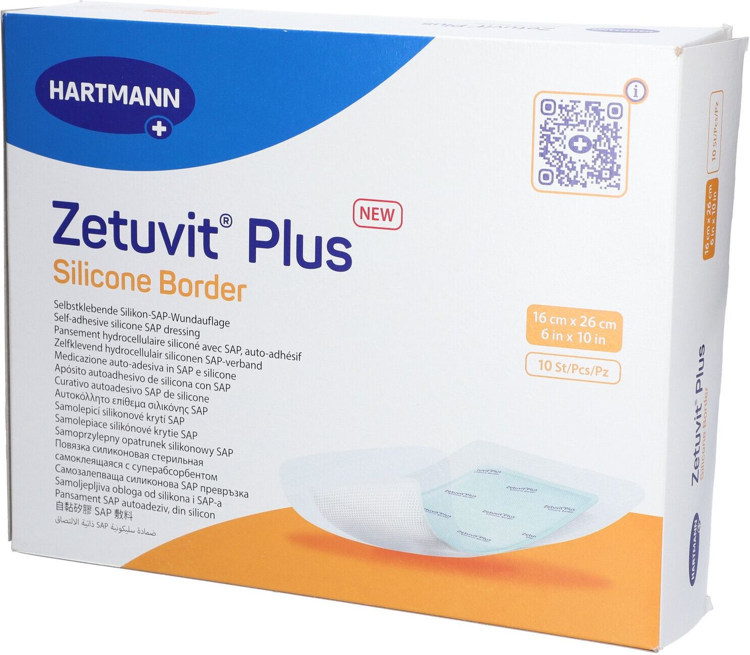 Zetuvit Plus Silicone Border steril 16x26 cm 10 St Kompressen