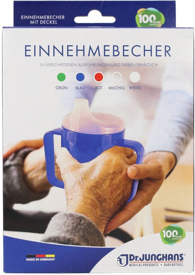 Einnehmebecher m.2 Griffen+2 Deckel 4+12mm blau 1 St Becher