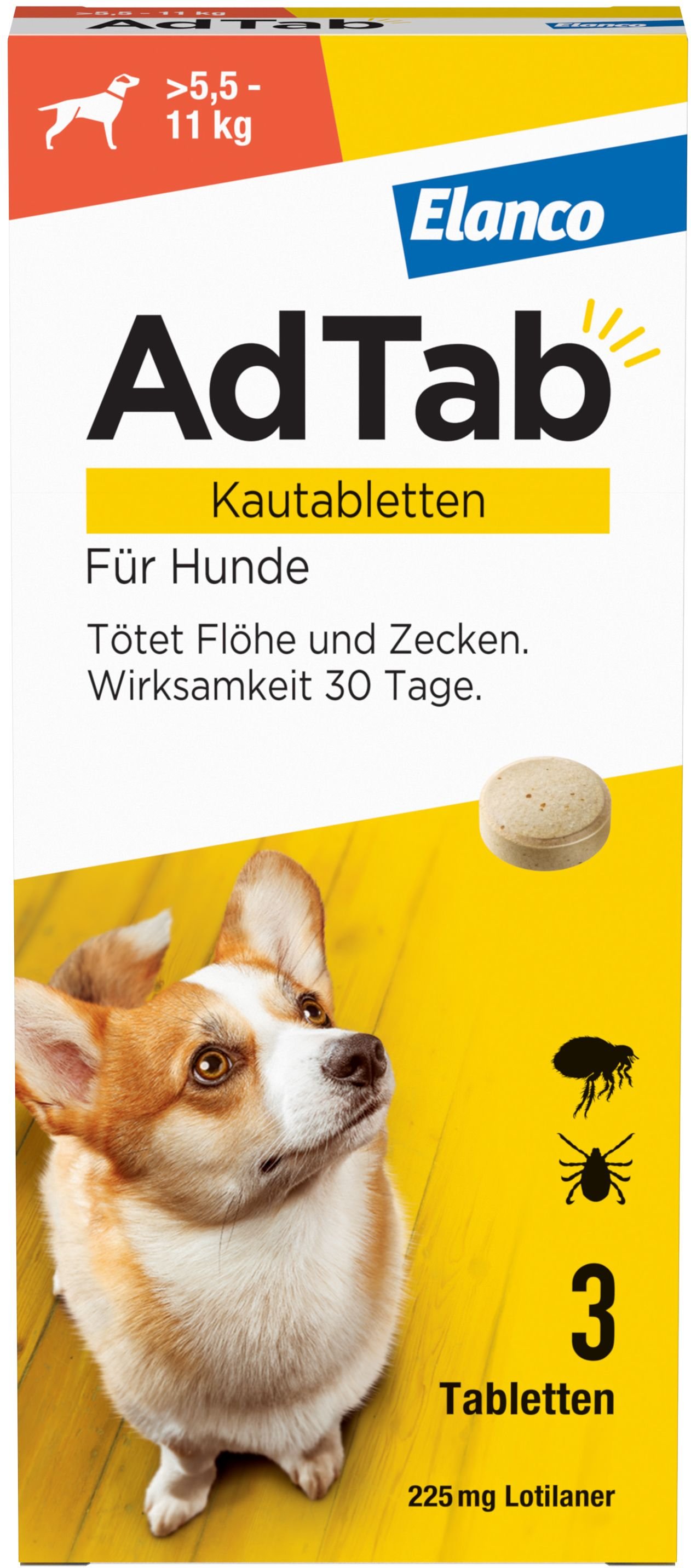 AdTab Hund über 5,5 bis 11 kg 225 mg (Doppelpack) 2x3 St Kautabletten