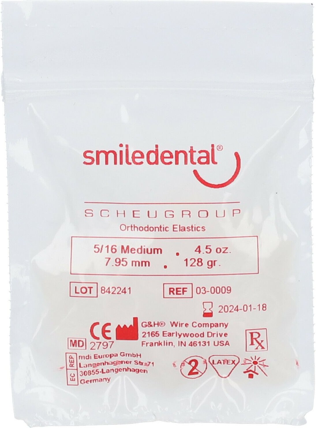 Zahnspangengummis naturfarb.5 / 16 med.7,95 mm Latex