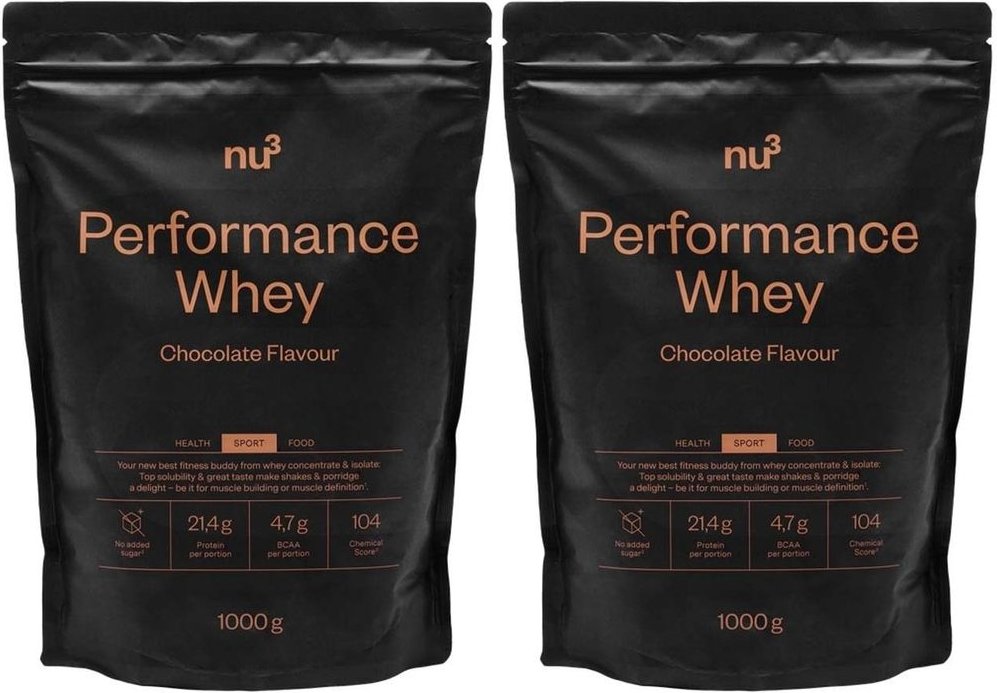 nu3 Performance Whey, Schokolade, Pulver x2 2x1000 g