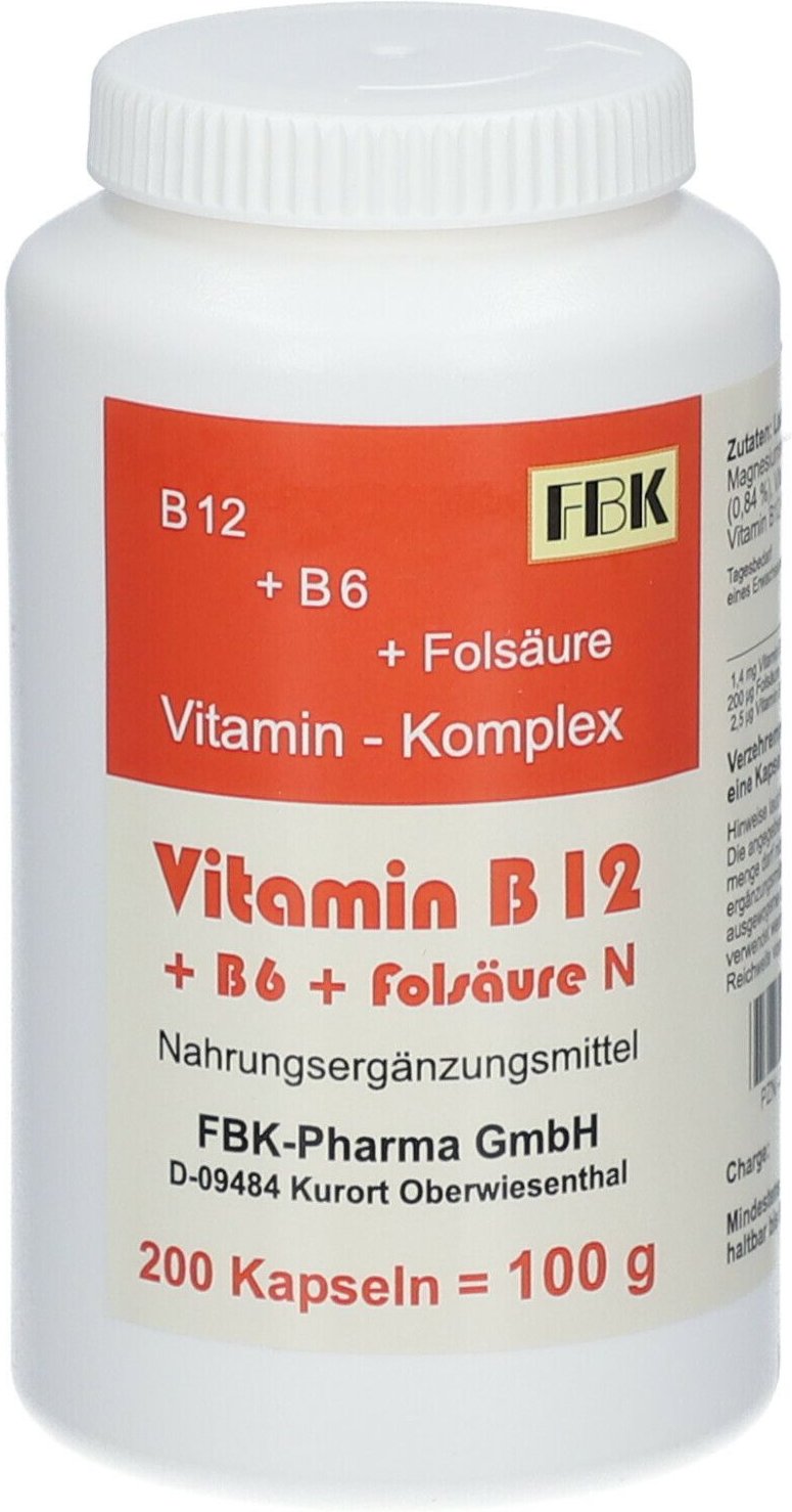 Vitamin B12+B6+Folsäure Komplex N Kapseln 200 St