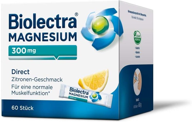 Biolectra Magnesium 300 mg Direct Zitrone Sticks 60 St Pellets