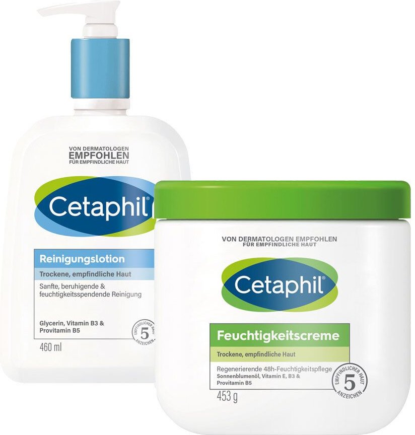 Cetaphil Feuchtigkeitscreme + Reinigungslotion 453+460 ml Set