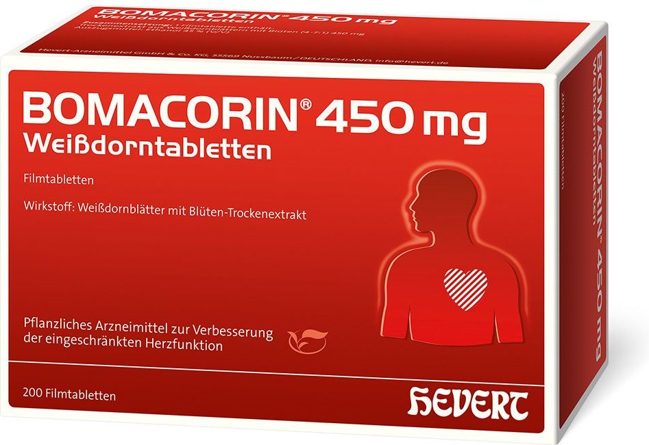 Bomacorin 450 mg Weißdorntabletten 200 St Filmtabletten