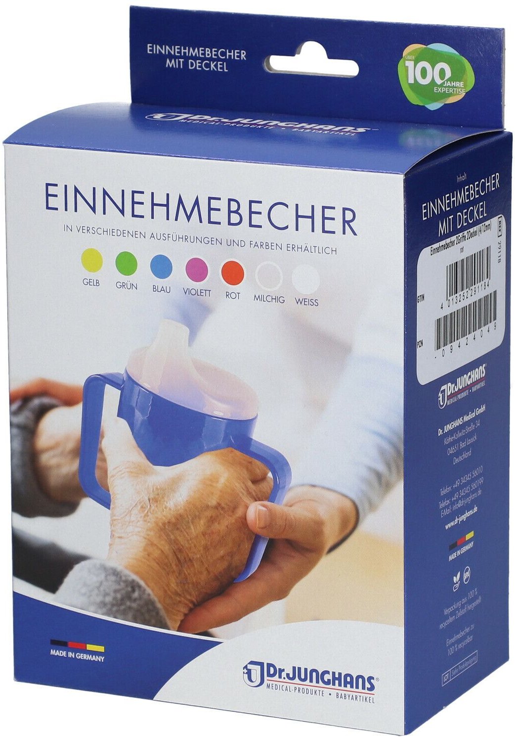 Einnehmebecher m.2 Griffen+2 Deckel 4+12mm rot 1 St Becher