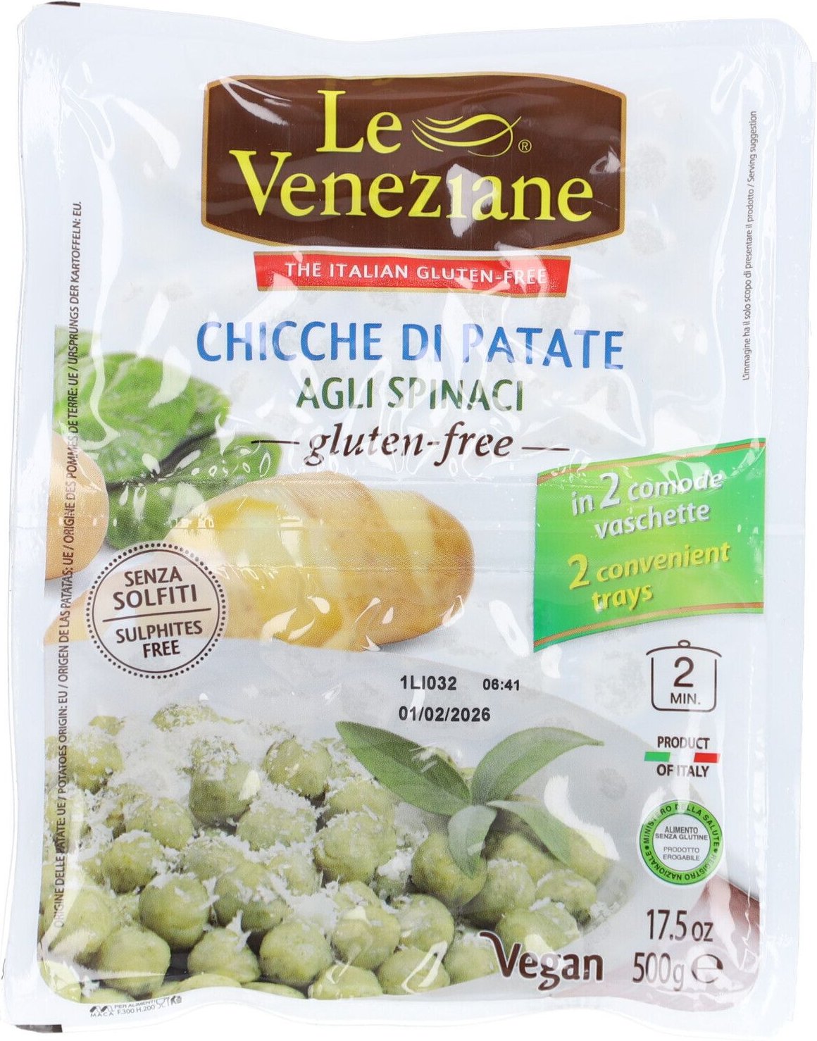 LE Veneziane Gnocchi mit Spinat glutenfrei 500 g
