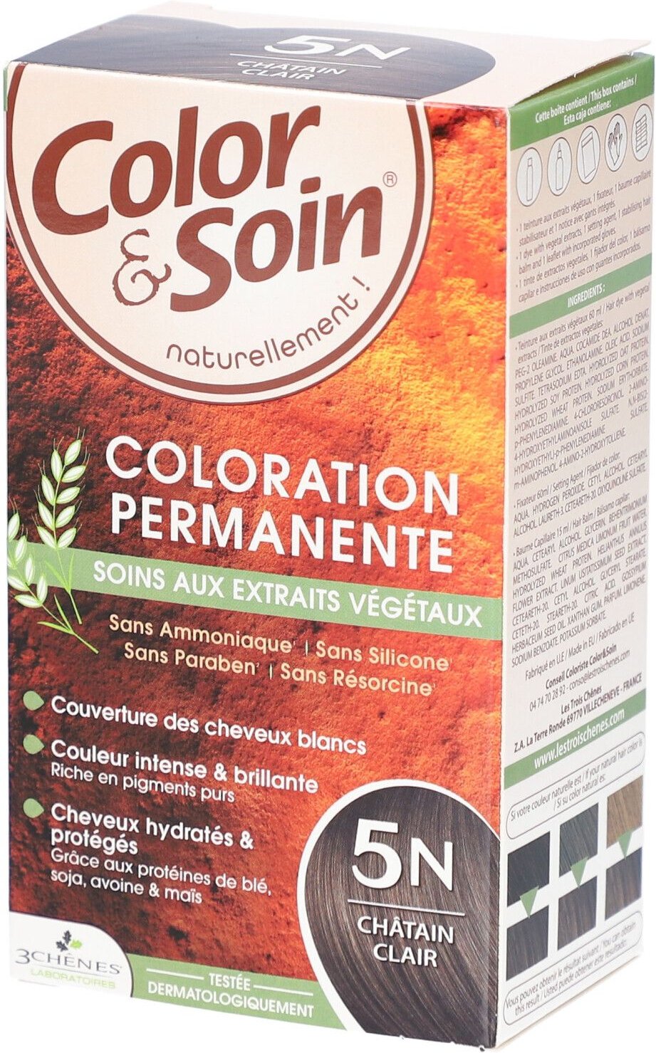 Color & Soin Coloration - permanente aux extraits végétaux. châtain clair n° 5N 135 ml Creme
