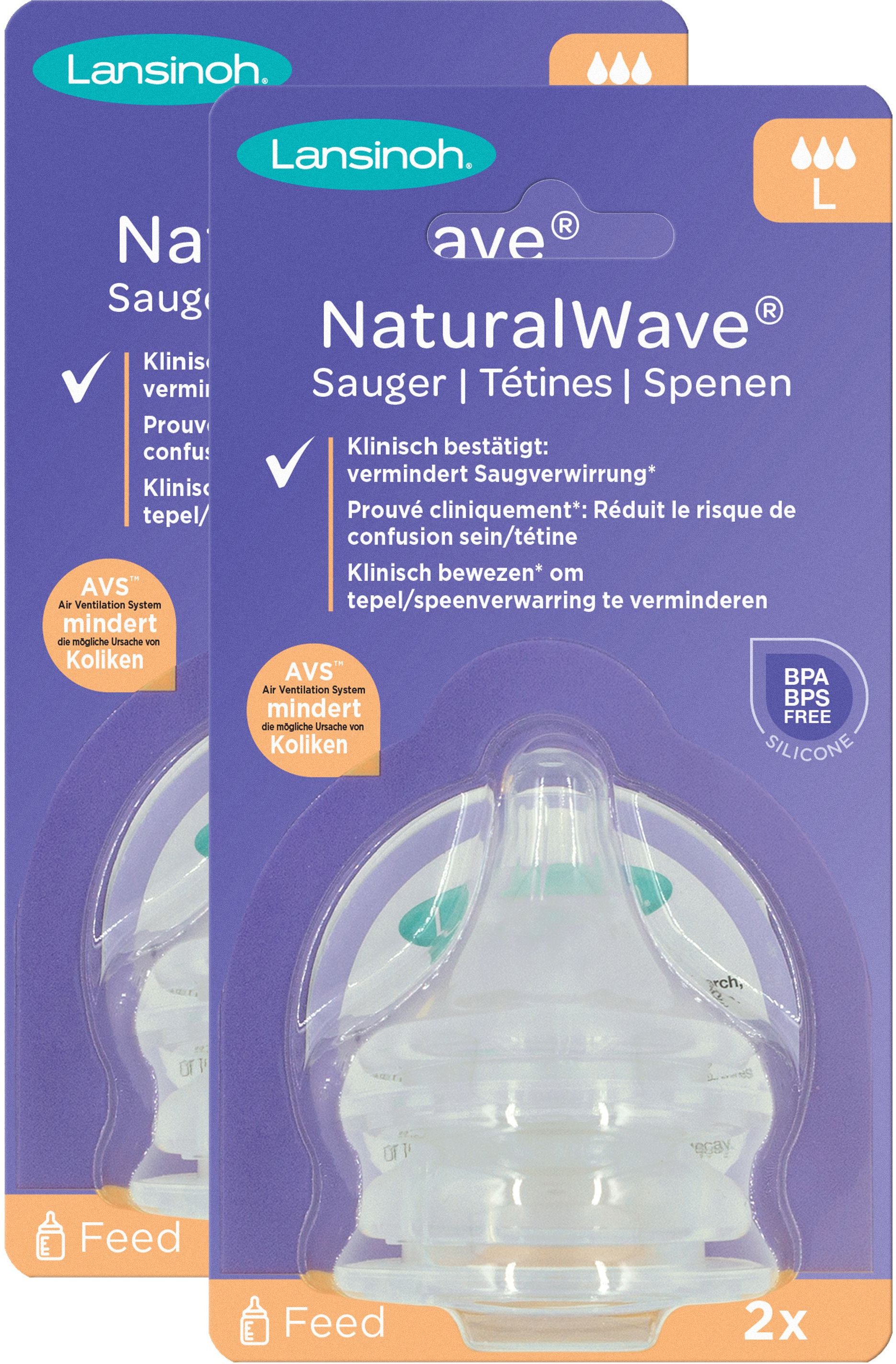 Lansinoh Natural Wave Silikonsauger L 2x2 St Sauger