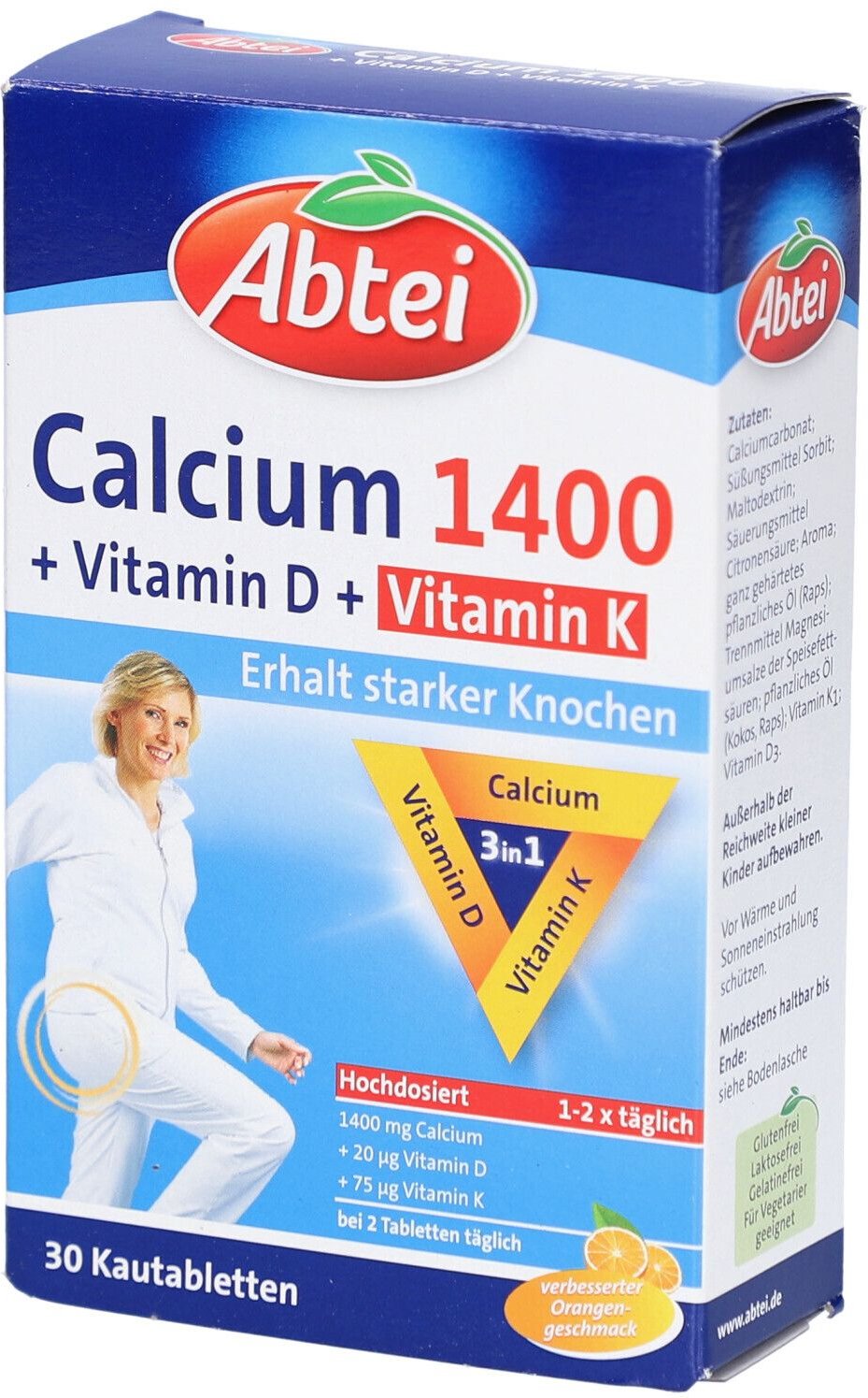 Abtei Calcium 1400+Vitamin D3+K Kautabletten 30 St