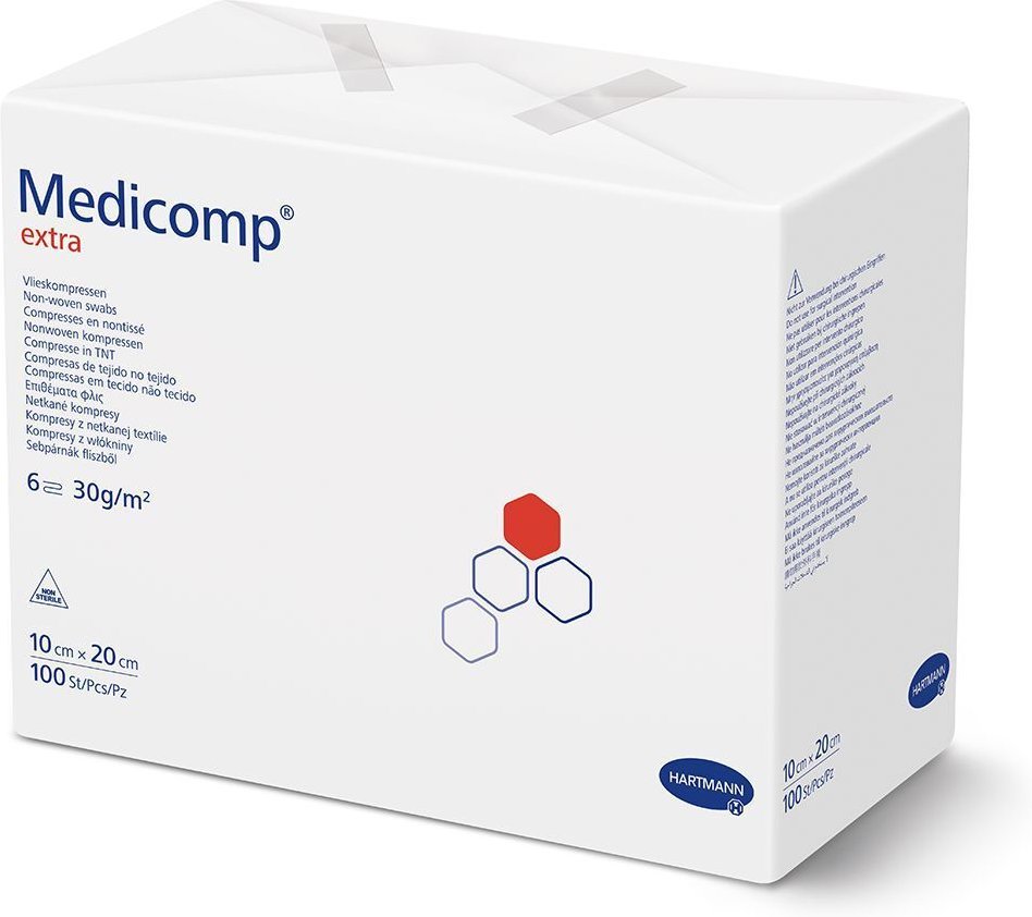 Medicomp extra Vlieskomp.unsteril 10x20 cm 6fach 100 St Kompressen