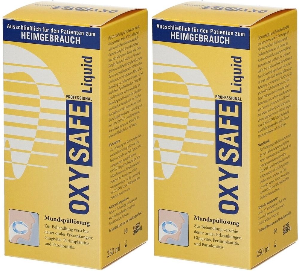 Oxysafe Liquid Prof.Mundspülung Zahnarzt Version 2x 2x250 ml Mundwasser