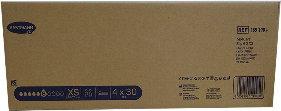 Molicare Slip 6 Tropfen Gr.XS 4x30 St Einweghosen
