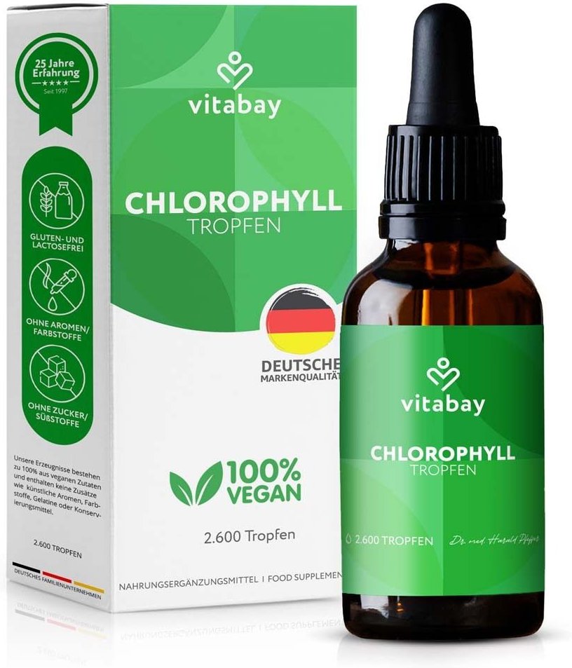 Chlorophyll aus Alfalfa und Chlorella vegan Tropf. 100 ml Tropfen