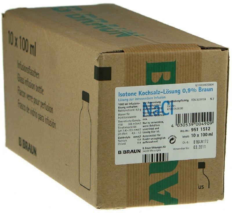 Kochsalzlösung 0,9% Glasfl. 10x100 ml Infusionslösung