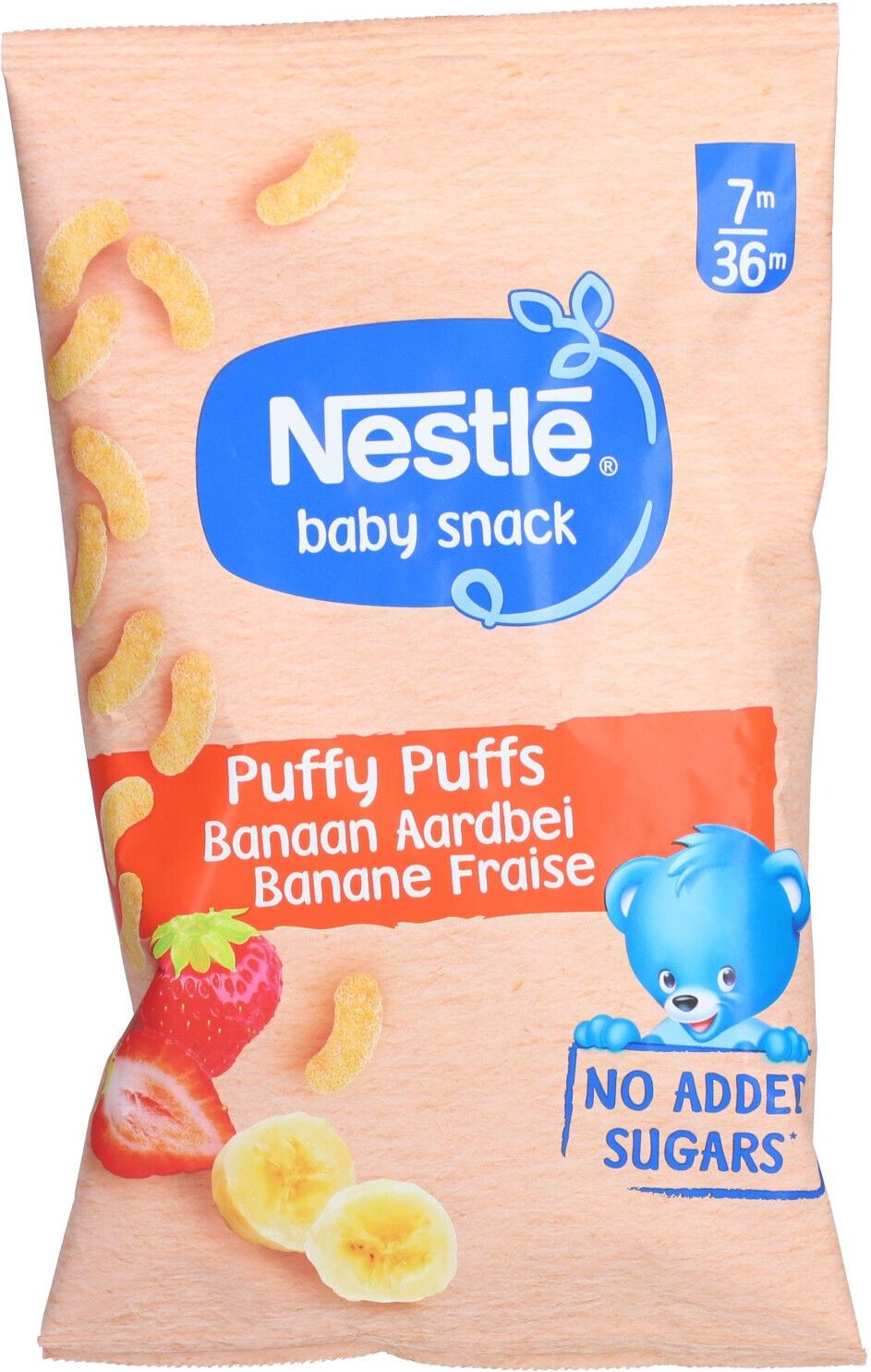 Nestle Baby Snack Puffy Puffs Aardbei Banaan 28 g