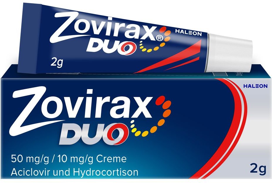 Zovirax DUO Creme bei Lippenherpes. 5 % Aciclovir, 1 % Hydrocortison
