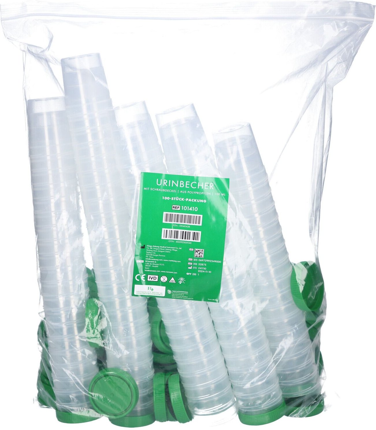 Urinbecher mit Schraubdeckel 100 St Becher