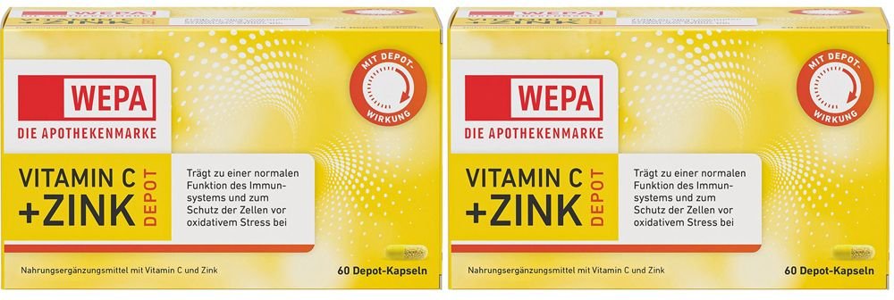 Wepa Vitamin C+Zink Kapseln Doppelpack 2x60 St