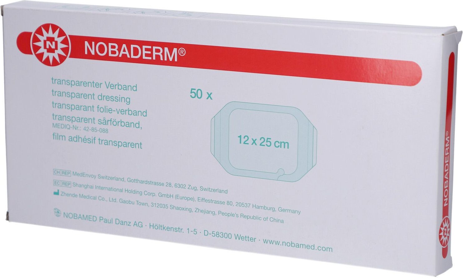 Nobaderm Folienverband 12x25 cm steril 50 St Verband
