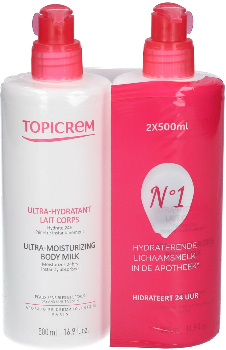Topicrem Ultra Hydraterend Lichaam 2x500 ml Körperlotion