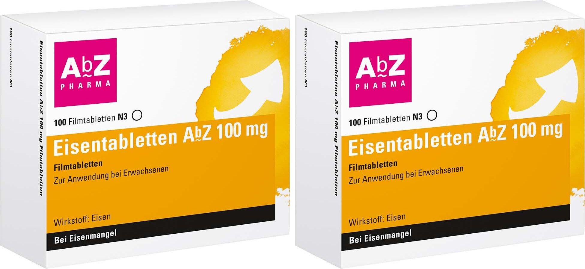 Eisentabletten AbZ 100 mg Filmtabletten 2x 2x100 St