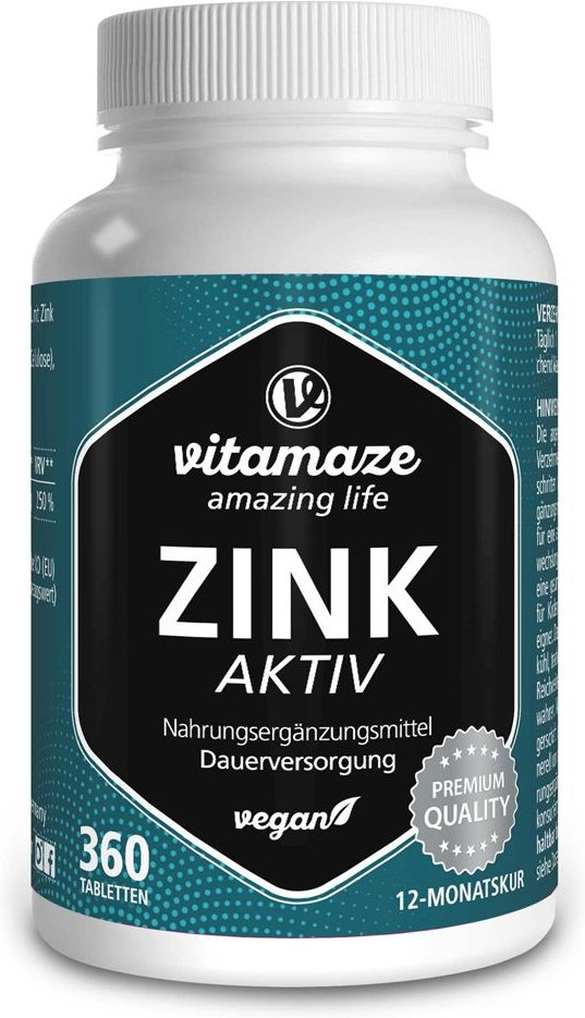 Zink Aktiv 25 mg hochdosiert vegan Tabletten