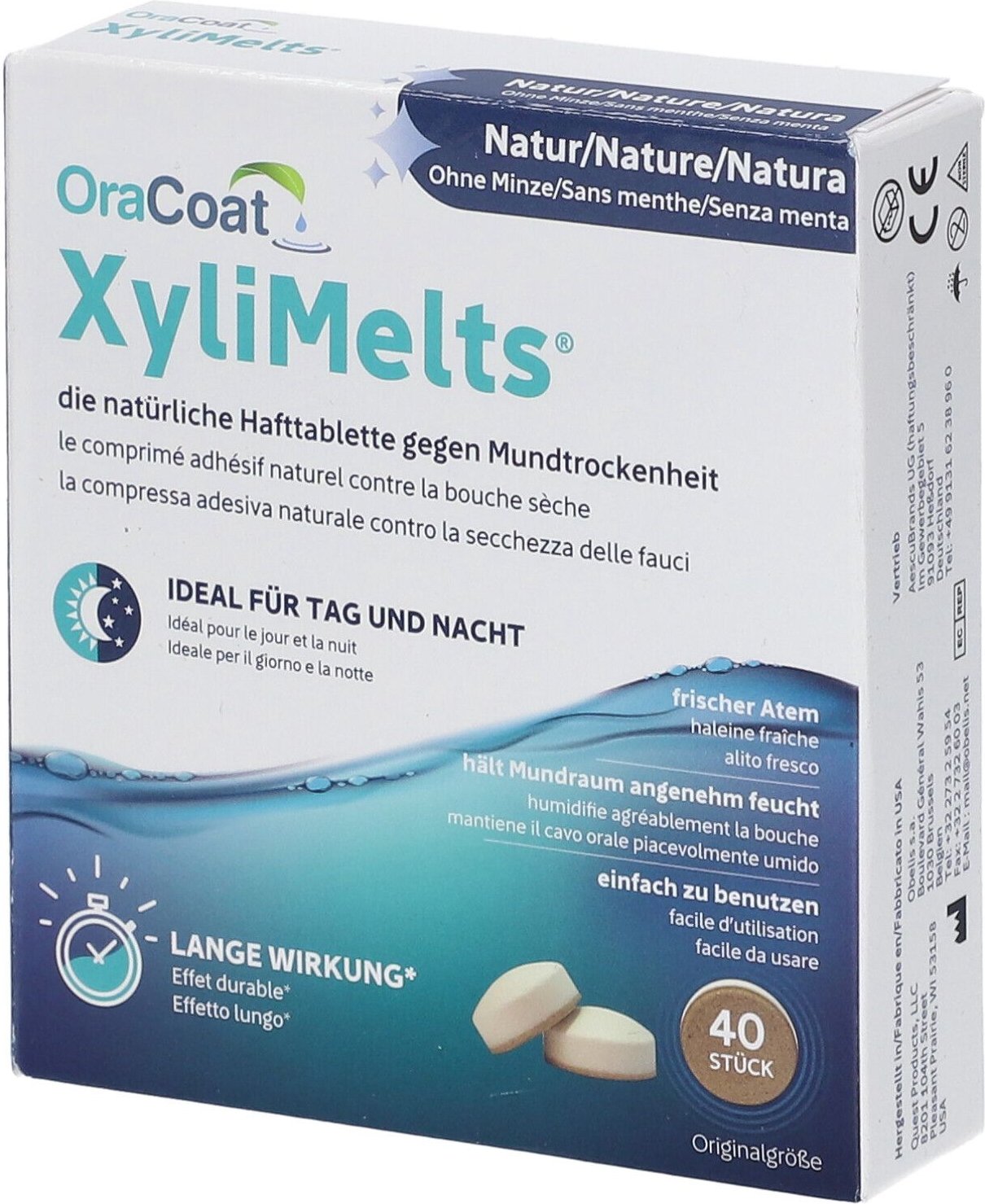 Xylimelts Hafttabletten ohne Minze OraCoat 40 St Tabletten