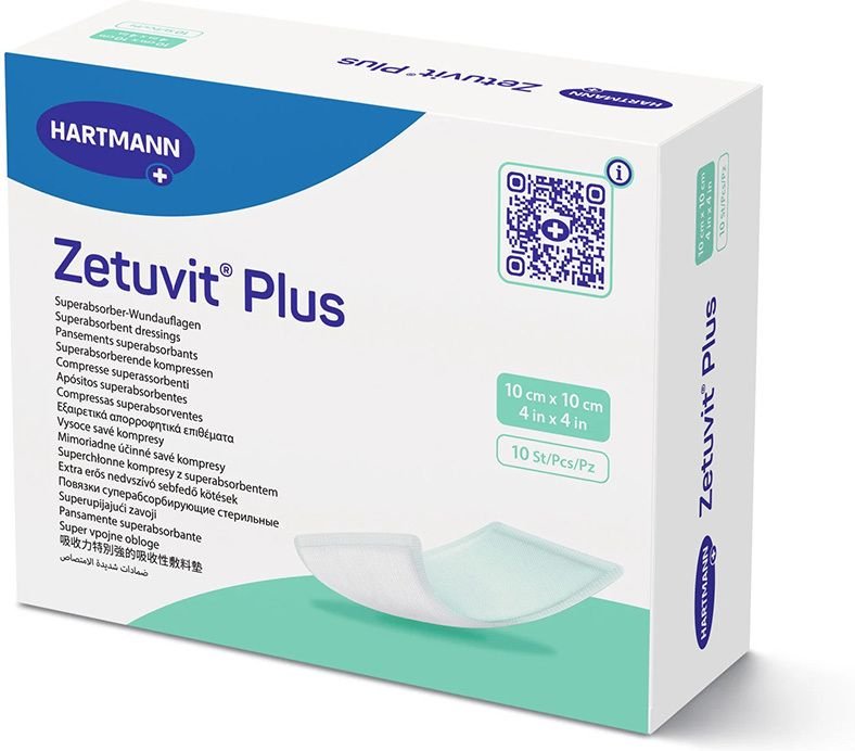 Zetuvit Plus extrastarke Saugkompr.steril 10x10 cm 20 St Kompressen