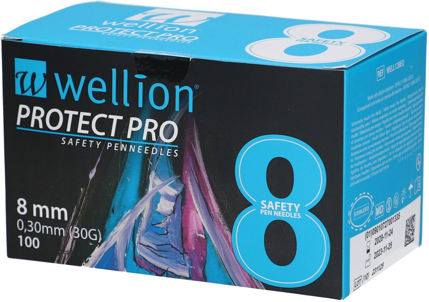 Wellion Protect PRO Safety Pen Needles 30 G 8 mm 100 St Kanüle