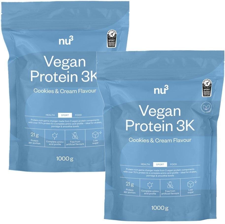 nu3 Vegan Protein 3K Cookies-Cream 1000g Doppelpack 2x1000 g Pulver