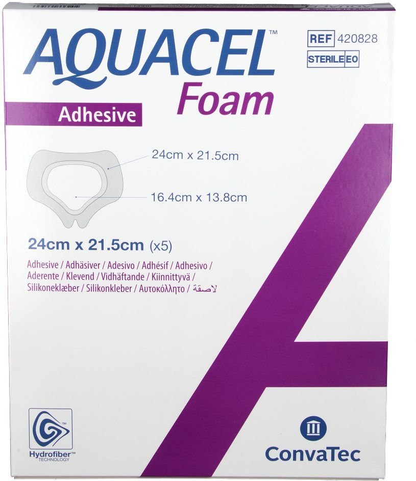 Aquacel Foam adhäsiv Sakral 21,5x24 cm Verband 5 St