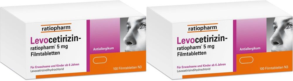 Levocetirizin Ratio 5 MG Doppelpack 2x100 St Filmtabletten