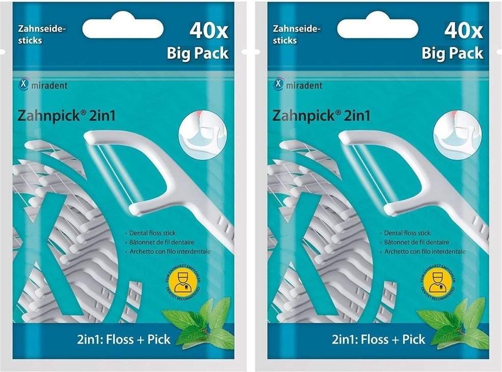 Miradent Zahnpick 2In1 MIN x2 2x40 St