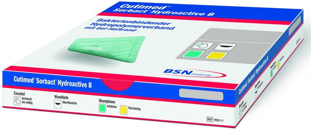 Cutimed Sorbact Hydroactive B Gel-V.14x14 cm haft. 12 St Kompressen