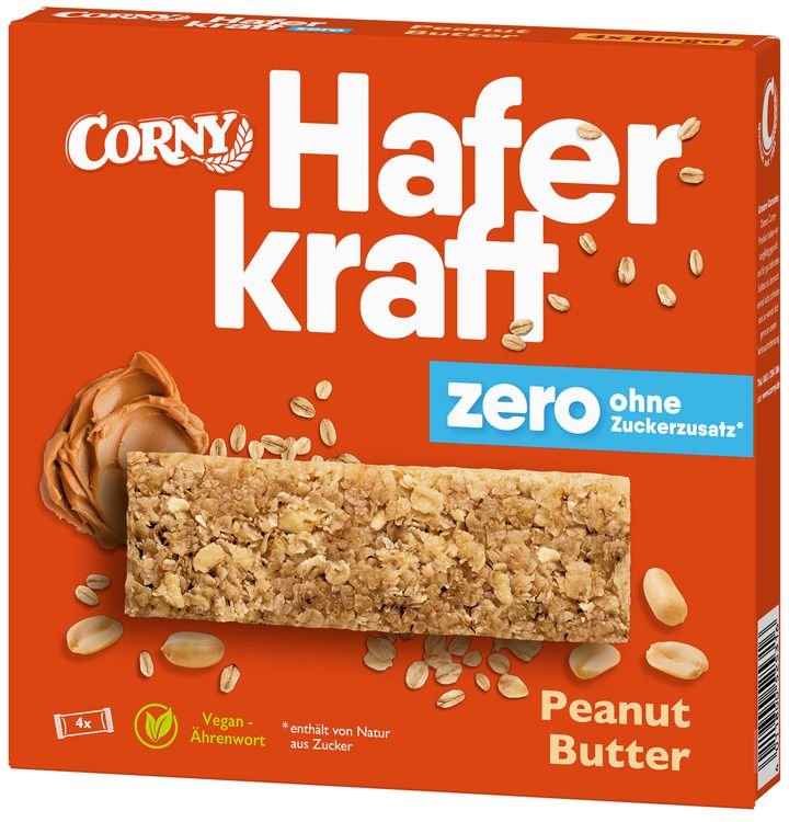 Corny Haferkraft Zero Faltschachtel Peanut-Butter 4 St Riegel