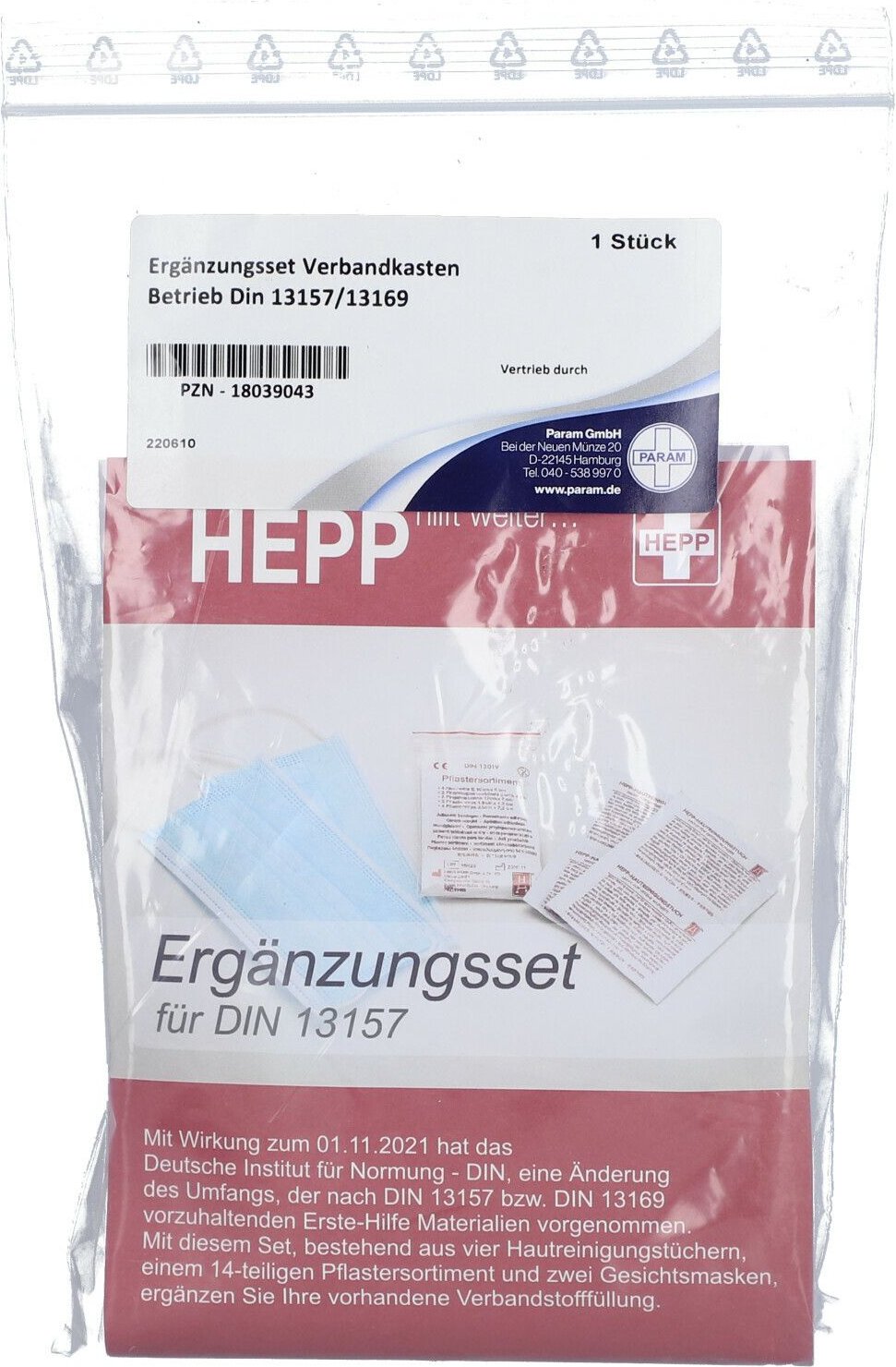 Verbandkasten f.Betriebe 13157/13169 Ergänzungsset 1 St Kombipackung