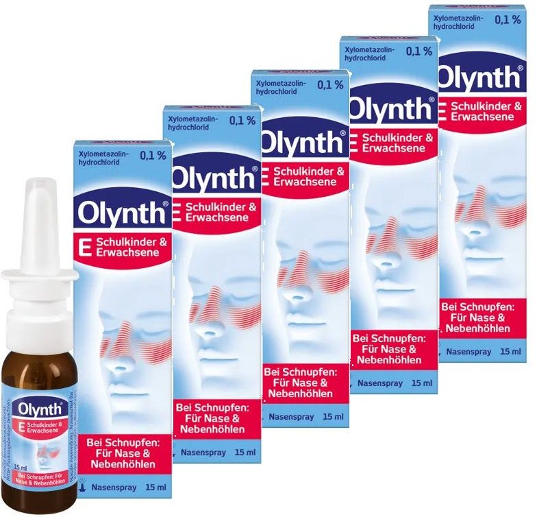 Olynth 0,1% für Erwachsene Nasendosierspray Fünferpack 5x15 ml Nasenspray