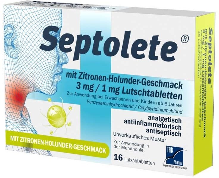 Septolete m.Zitronen-Holund.Geschm.3mg/1mg Lut.-T. 16 St Lutschtabletten