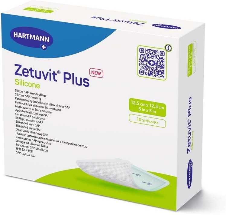 Zetuvit Plus Silicone steril 12,5x12,5 cm 10 St Kompressen