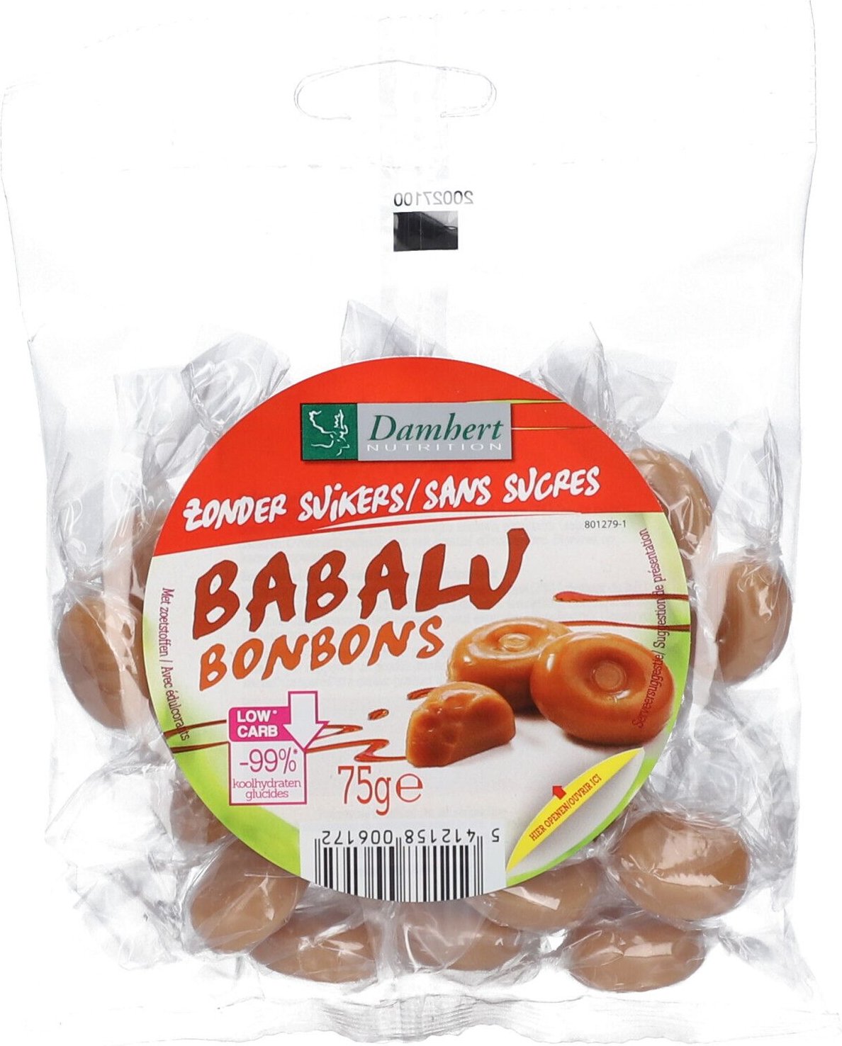 Damhert Babalu Butterbonbon Zonder suiker 75 g Bonbons