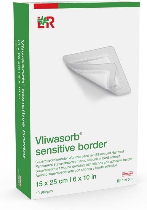 Vliwasorb sensitive border 15x25cm superabs.Wundv. 10 St Verband