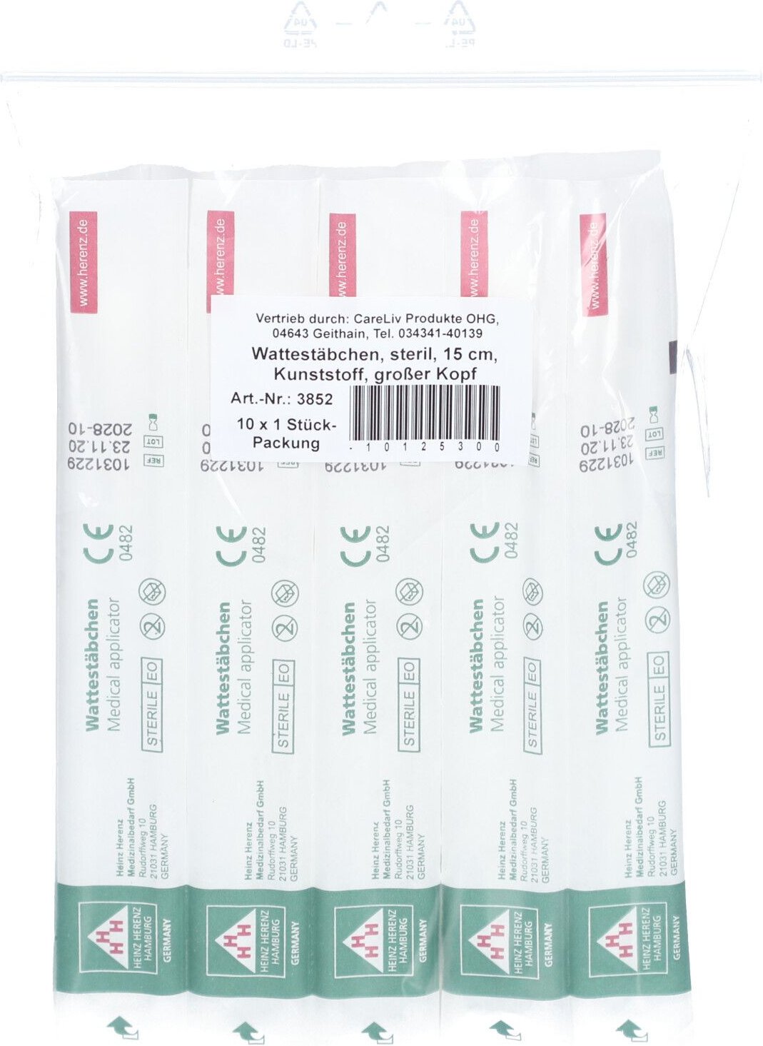 Wattestäbchen Kunststoff großer Kopf 15 cm steril