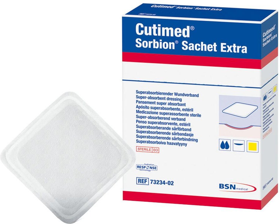 Cutimed Sorbion Sachet Extra Wundaufl.5x5 cm 5 St Pflaster