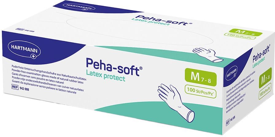 Peha-Soft Latex protect Unt.Hands.unsteril pf M 100 St Handschuhe