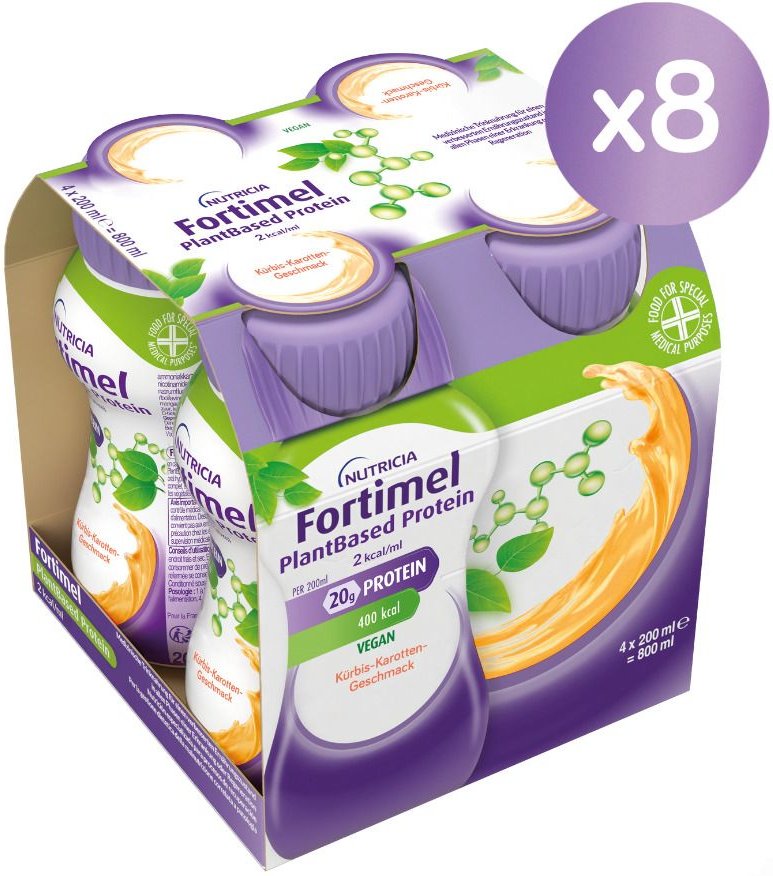 Fortimel PlantBased Protein 2 kcal Kürbis-Karotte 8x4x200 ml Flüssigkeit