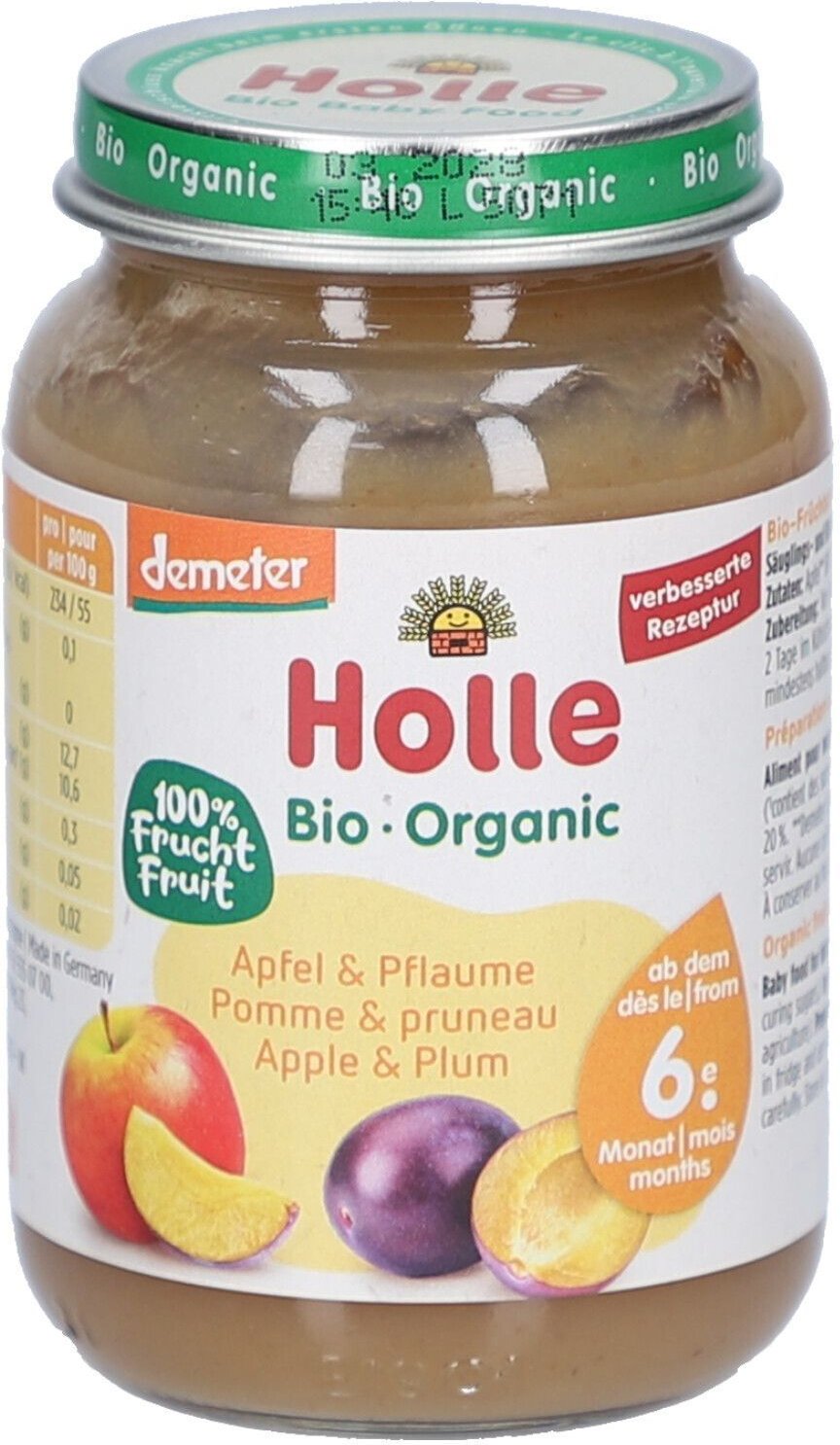 Holle Apfel & Pflaume Bio, ab 6 Monaten x4 4x190 g