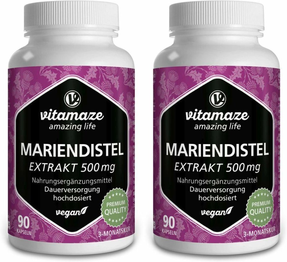 Thumbnail - Mariendistel 500 mg Extrakt hochdosiert vegan Doppepack 2x90 St Kapseln