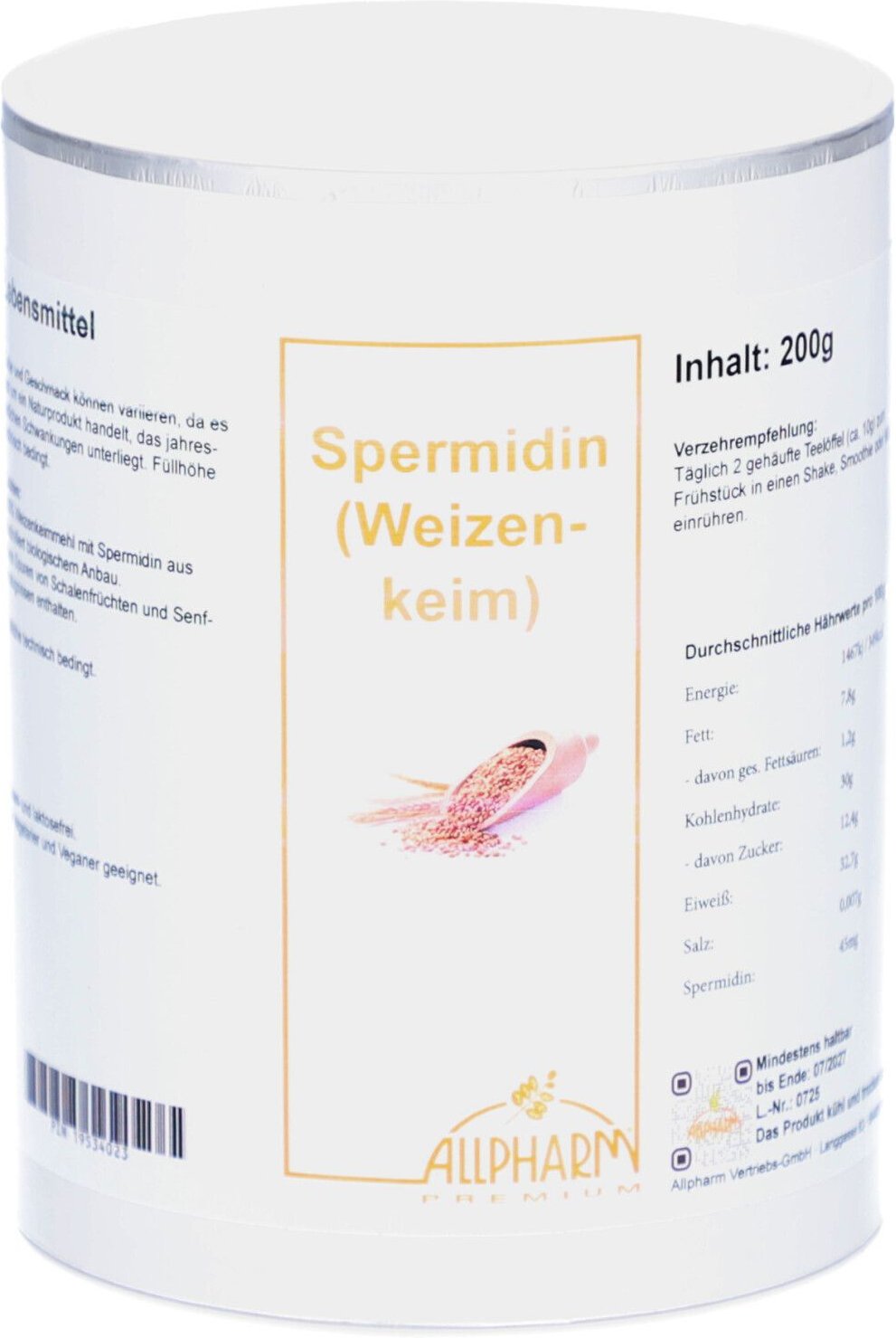 Spermidin Weizenkeim Allpharm Premium Plv.z.Einn. 200 g PUE new
